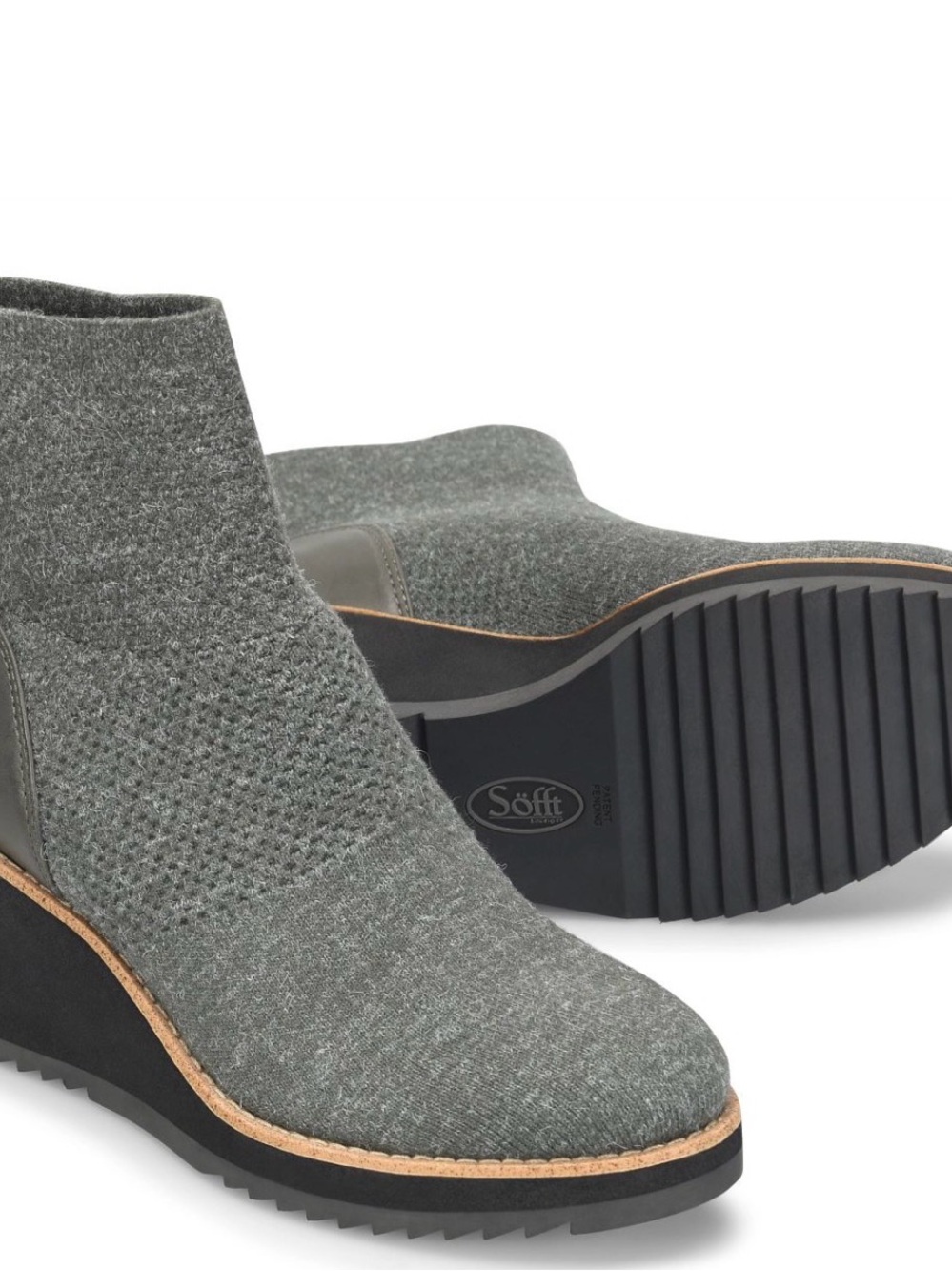 Elaina Sofft Dark Gray Wedge Ankle Booties - Picture 3 of 9